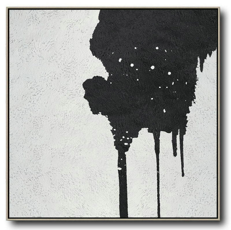 Large Abstract Art Handmade Painting,Oversized Minimal Black And White Painting - Extra Large Artwork
